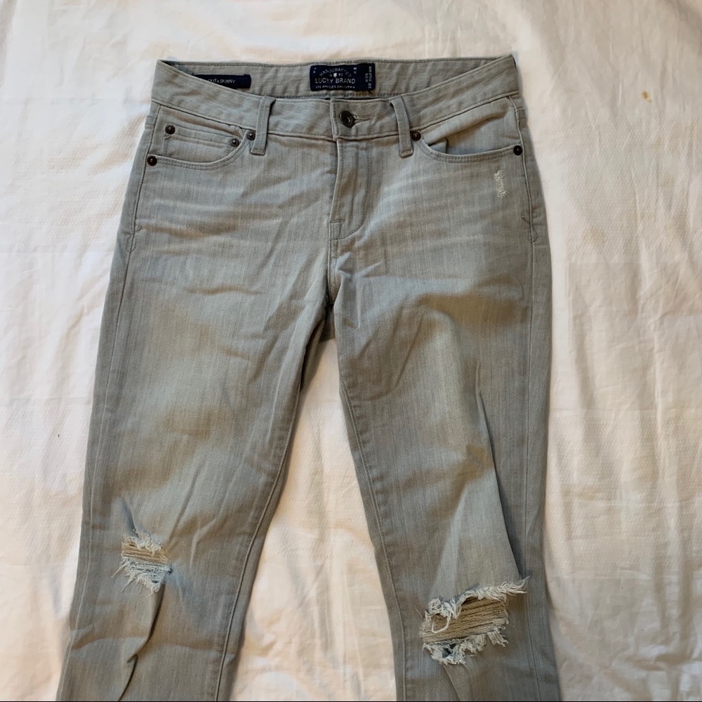 Lucky Brand light gray distressed jeans